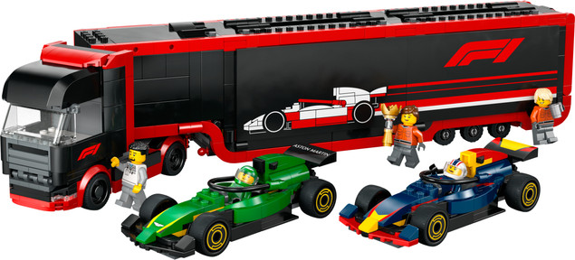 Klocki LEGO CITY 60445 F1 Ciężarówka z Bolidami RB20 i AMR24