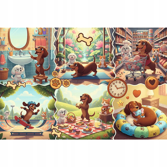 Trefl Puzzle 100 el. Długi Dzień Jamnika dla Dzieci