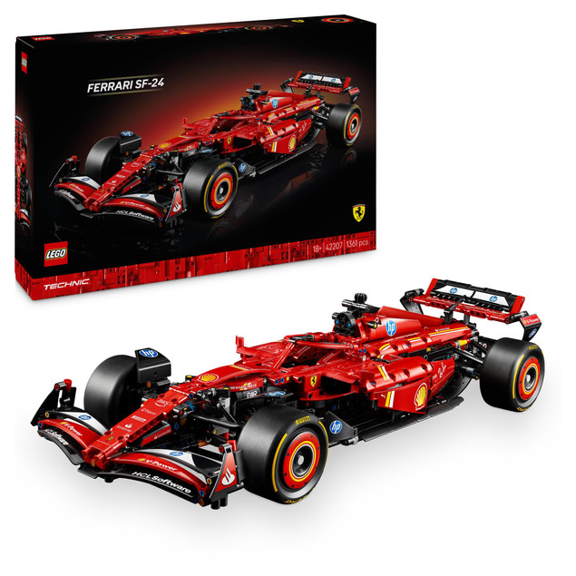 LEGO Technic 42207 Bolid F1 Ferrari SF-24 – Model Samochodu Wyścigowego dla Dorosłych