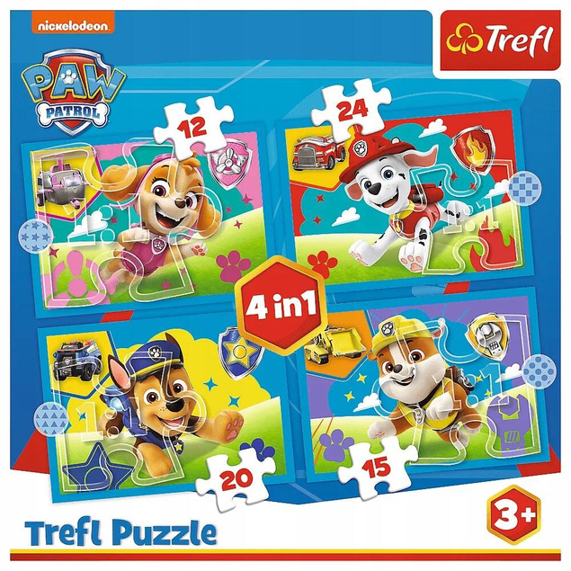 Puzzle 4w1 Układanka Pieski PSI PATROL Pies Psy Biegnące 3+ Trefl 34628