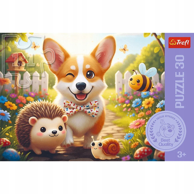 Puzzle Trefl 30 el. Dzień z Corgim - Urocze Zwierzęta