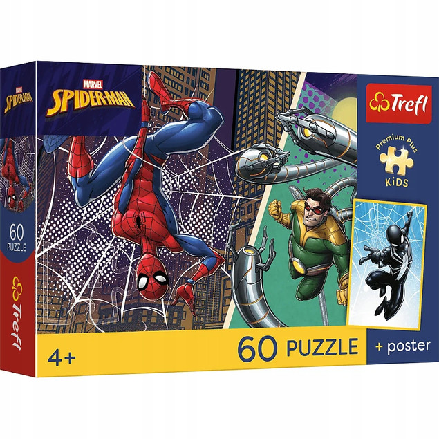 Trefl Puzzle 60 el. Marvel Superbohaterski Dzień + Unikalny Plakat Kolekcjonerski
