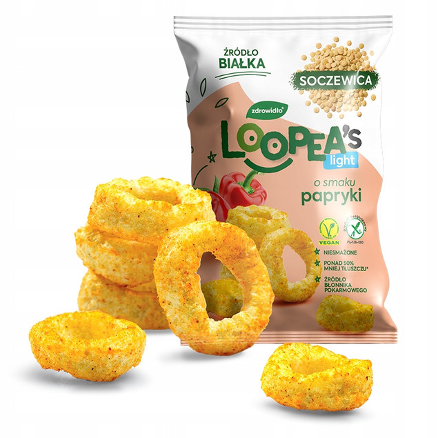 Chrupki z Soczewicy o Smaku PAPRYKI Loopea's 50g x5