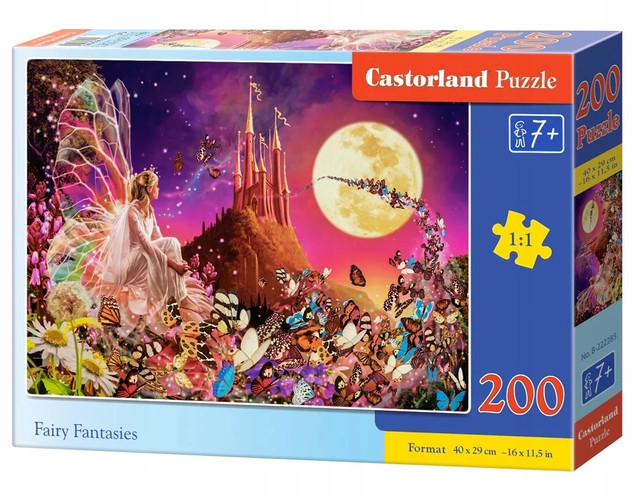 Puzzle 200 Układanka Magia WRÓŻKA Noc Motyle Góra Fantazja Bajka 7+ Castor