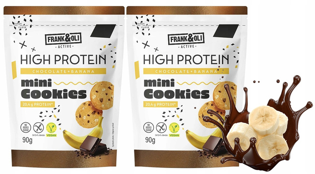 FRANK&OLI Mini Ciasteczka PROTEINOWE High Protein BANAN CZEKOLADA 90g x2