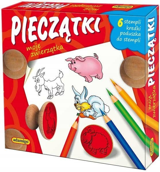 Adamigo Pieczątki Zwierzątka Stemple z Kredkami Zestaw Kreatywny 3+ ADM6144