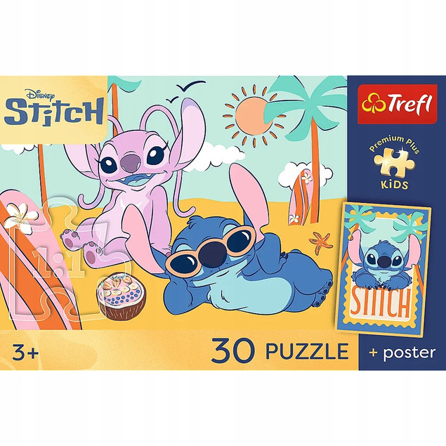 Trefl Puzzle Lilo & Stitch: Uśmiech Stitcha 30 el. + Plakat Kolekcjonerski
