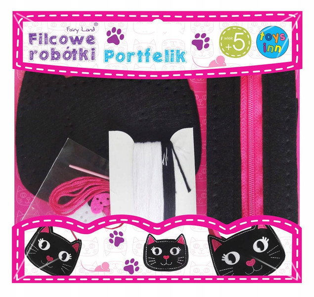 Zestaw DIY Filcowy Portfelik Kot do Szycia – Kreatywna Zabawa dla Dzieci