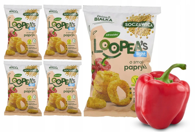 Chrupki z Soczewicy o Smaku PAPRYKI Loopea's 50g x5