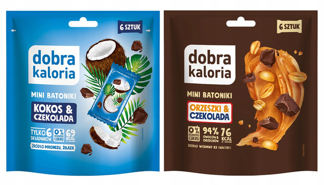 12x DOBRA KALORIA Fit Zdrowe Mini Batoniki KOKOS i ORZECHY Czekolada