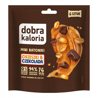 DOBRA KALORIA Mini Batoniki Orzeszki i Czekolada Bez Cukru 6 szt.