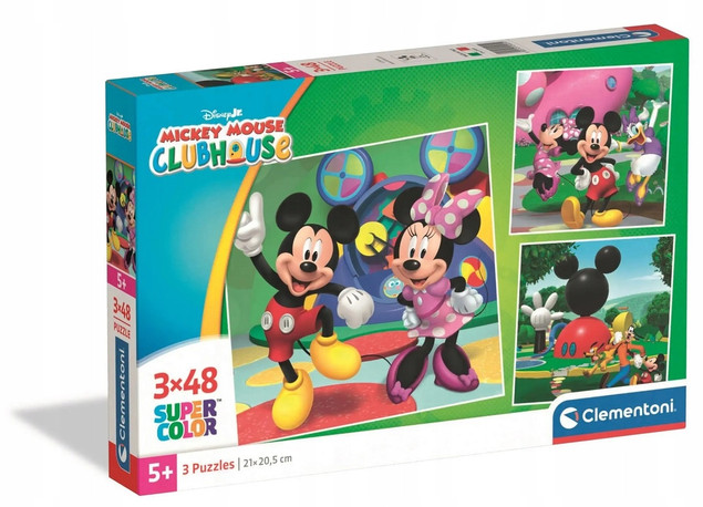 Puzzle Clementoni 3x48 Mickey Mouse Klub Myszki Mickey 25005