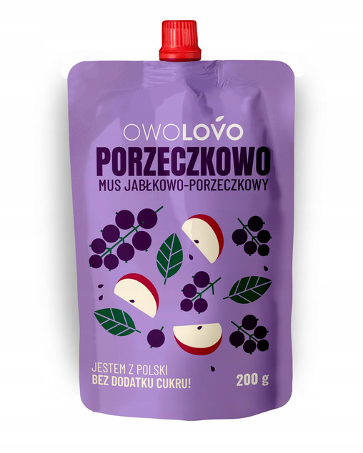 Mus Jabłkowo-Porzeczkowy OwoLovo 200g – bez cukru, od 6 miesięcy