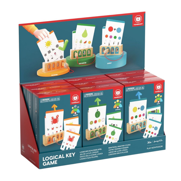 Display Logiczne Łamigłówki | Edukacyjna gra karciana z kluczem 36m+, 9 szt. mix poziomów Top Bright