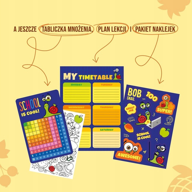 Wyprawka Szkolna BOB SNAIL Plan Lekcji Naklejki Zabawka Prezent Dla Ucznia