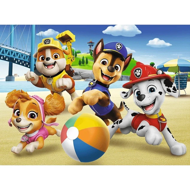 Opakowanie i detale puzzli Trefl Psi Patrol