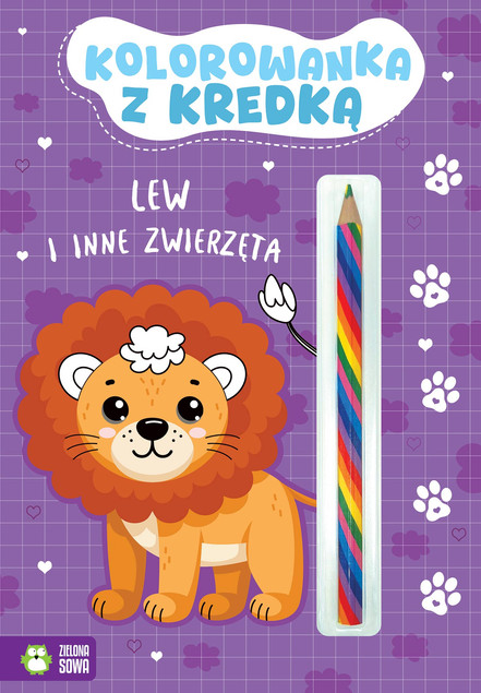 Kolorowanka z Kredką Lew i Inne Zwierzęta Zielona Sowa