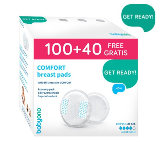 Wkładki laktacyjne chłonne żelujące cienkie Comfort 140szt. Babyono 296/140