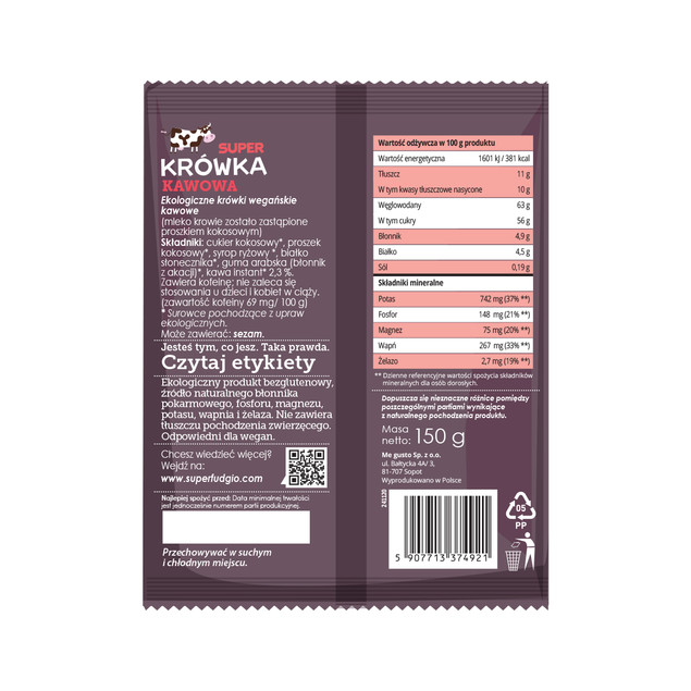 Super Krówka Krówki Kawowe BIO Bezmleczne Bez Glutenu 150g