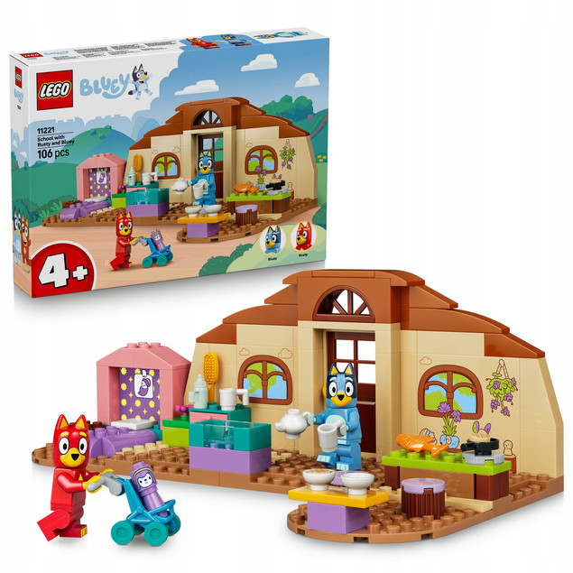 LEGO Bluey 11221 Rusty, Bluey i Szkoła – Kreatywna Zabawa dla Dzieci 4+