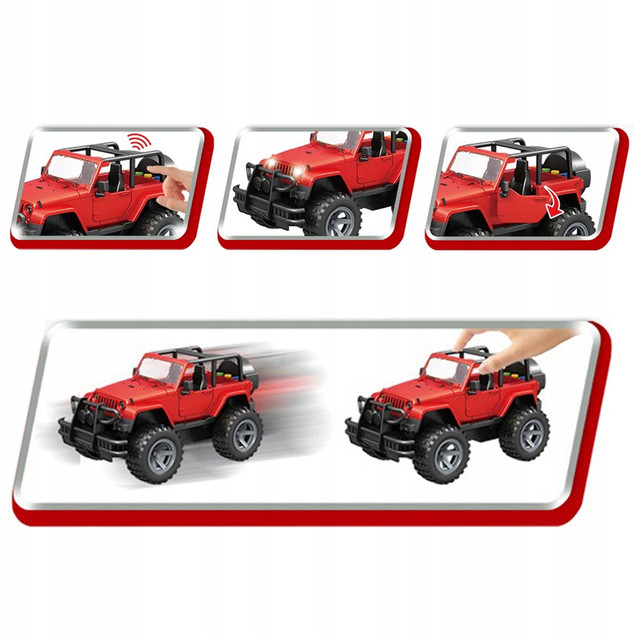 Jeep Czerwony Na Baterie Samochodzik Terenowy AUTO z Dźwiękiem i Światłem dla Chłopca 3+