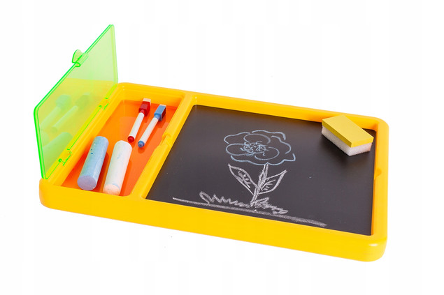 Tablica Dwustronna Askato 27x27cm Kredowa i Suchościeralna z Przyborami