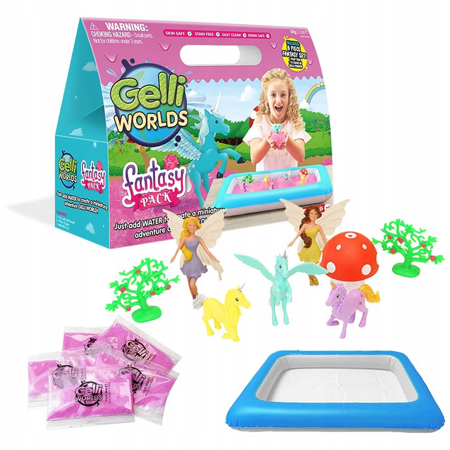 Zimpli Kids Gelli Worlds Fantasy: Zestaw Figurek Jednorożców i Wróżek z Dmuchanym Basenem (5 Użyć)