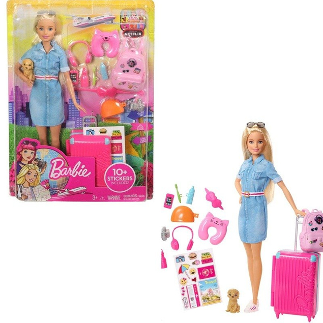Lalka BARBIE w Podróży + Akcesoria MATTEL FWV25