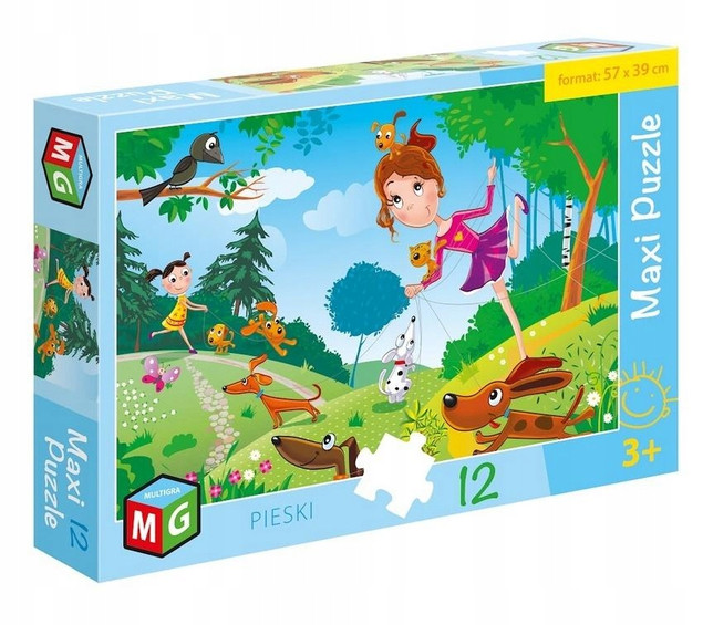 Maxi puzzle 12 pieski, multigra ALEXANDER