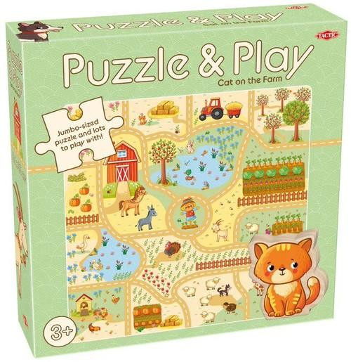 Puzzle z Grą Tactic Kot na Farmie 3+ Duża Plansza FSC Zero Plastiku