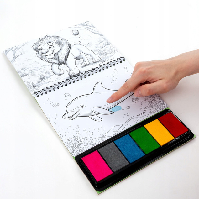 Kolorowe Odciski ZOO Zwierzęta Książeczka Do Malowania Paluszkami Kidea