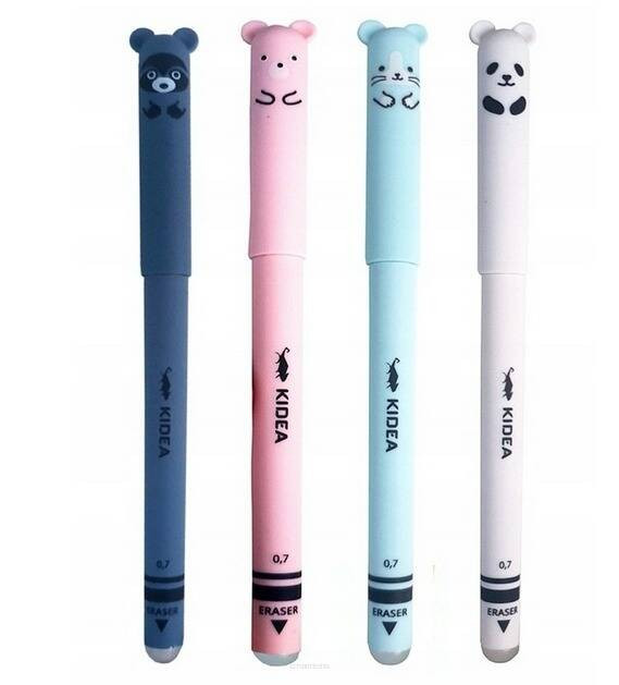 40x Długopisy Zmazywalne Ścieralne Z Gumką MISIE Kolorowe Kidea