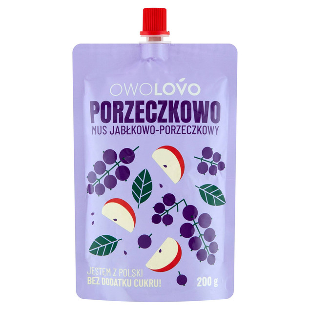 Mus Jabłkowo-Porzeczkowy OwoLovo 200g – bez cukru, od 6 miesięcy