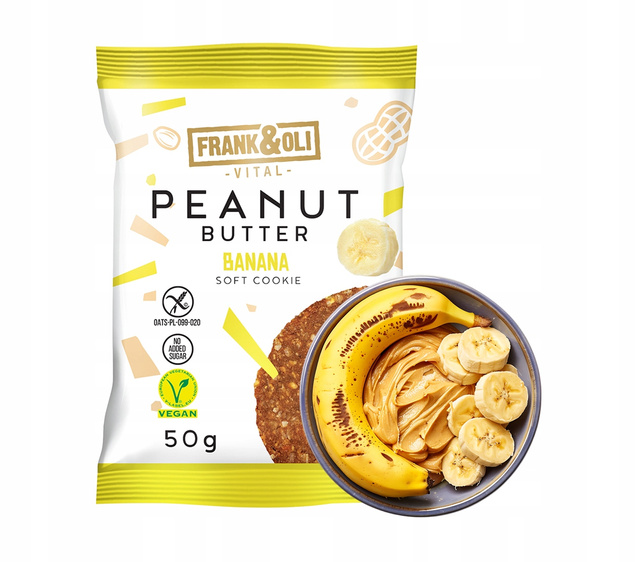 FRANK&OLI Ciastko Miękkie PASTA ORZECHOWA BANAN 50g