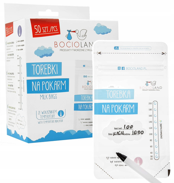 Woreczki do mrożenia mleka BOCIOLAND 200ml 50szt