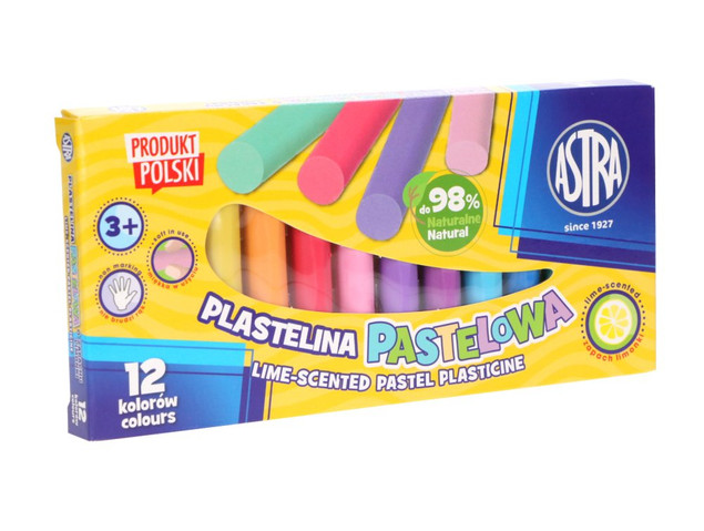 Plastelina Szkolna Pastelowa O Zapachu Limonki 12 Kolorów 3+ Astra