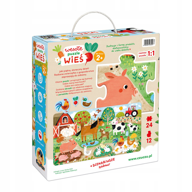 CZUCZU Wesołe Duże Puzzle Wieś 2+ Zwierzątka Edukacyjne
