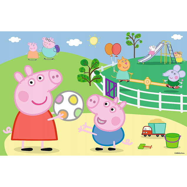 PUZZLE 60 UKŁADANKA ŚWINKA PEPPA PEPA PIG EMILY GEORG CANDY PEDRO 4+ TREFL