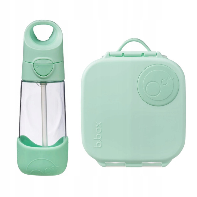 B.box Zestaw: Mini Lunchbox + Butelka Tritanowa ze Słomką 450 ml Spearmint