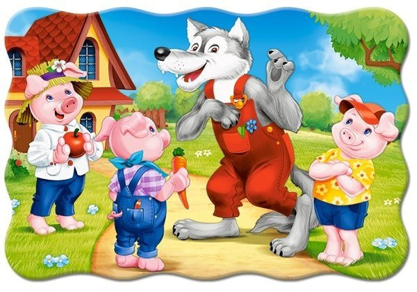 Puzzle Maxi 20 Bajka ŚWINKI TRZY Zwierzęta Wilk Chatka Obraz 4+ Castorland