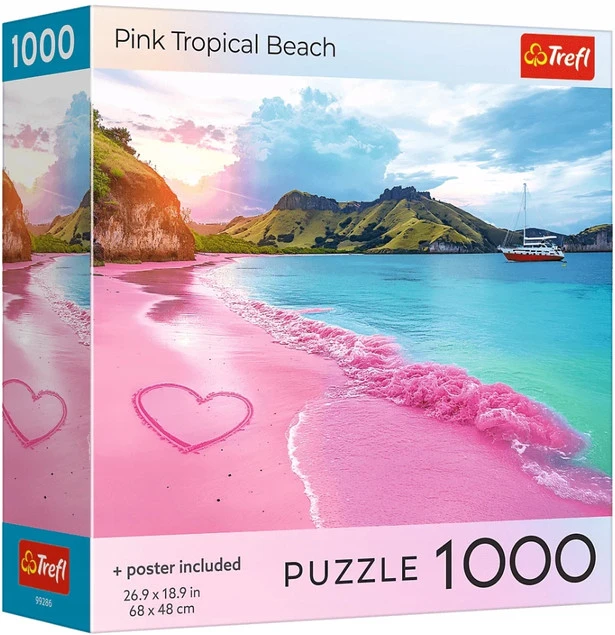 Puzzle Trefl 1000 el. USA Collection Pink Tropical Beach w pudełku
