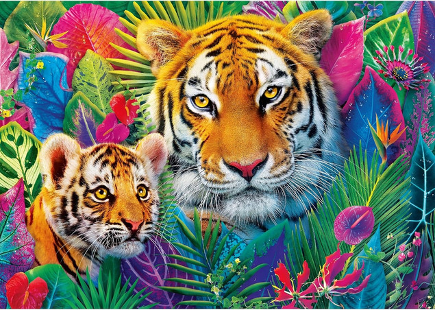 Trefl Puzzle 500 elementów Tygrysy w Dżungli Premium Plus