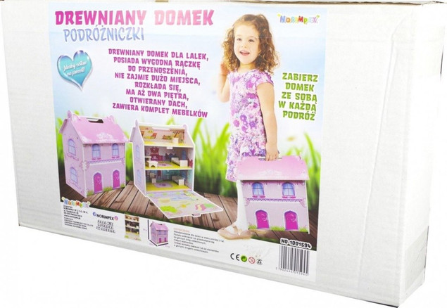 Duży DREWNIANY DOMEK DLA LALEK Mebelki NORIMPEX