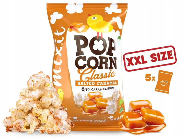 2x MIXIT Duży BIO Popcorn SŁONY KARMEL 75g