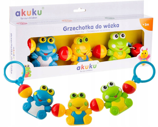 Grzechotka Zawieszka Do Wózka Łóżka ŻABKI Sensory Akuku 0353