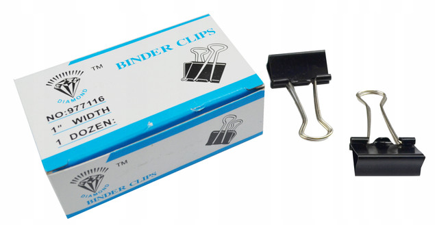 Klipy czarne biurowe Schemat 25 mm 12 sztuk