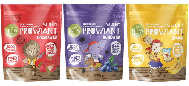 HELPA Liofilizowane Owoce TRUSKAWKA BORÓWKA BANAN Kawałki Bez Cukru (3x9g)