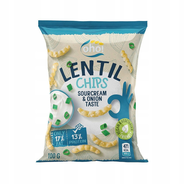 Chipsy z czerwonej soczewicy Oho! śmietanowo-cebulowe 100g