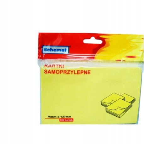 Karteczki samoprzylepne Schemat 76x127mm żółte 100 kartek