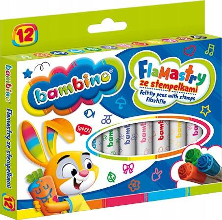St. Majewski Flamastry Bambino ze stempelkami 12 szt.